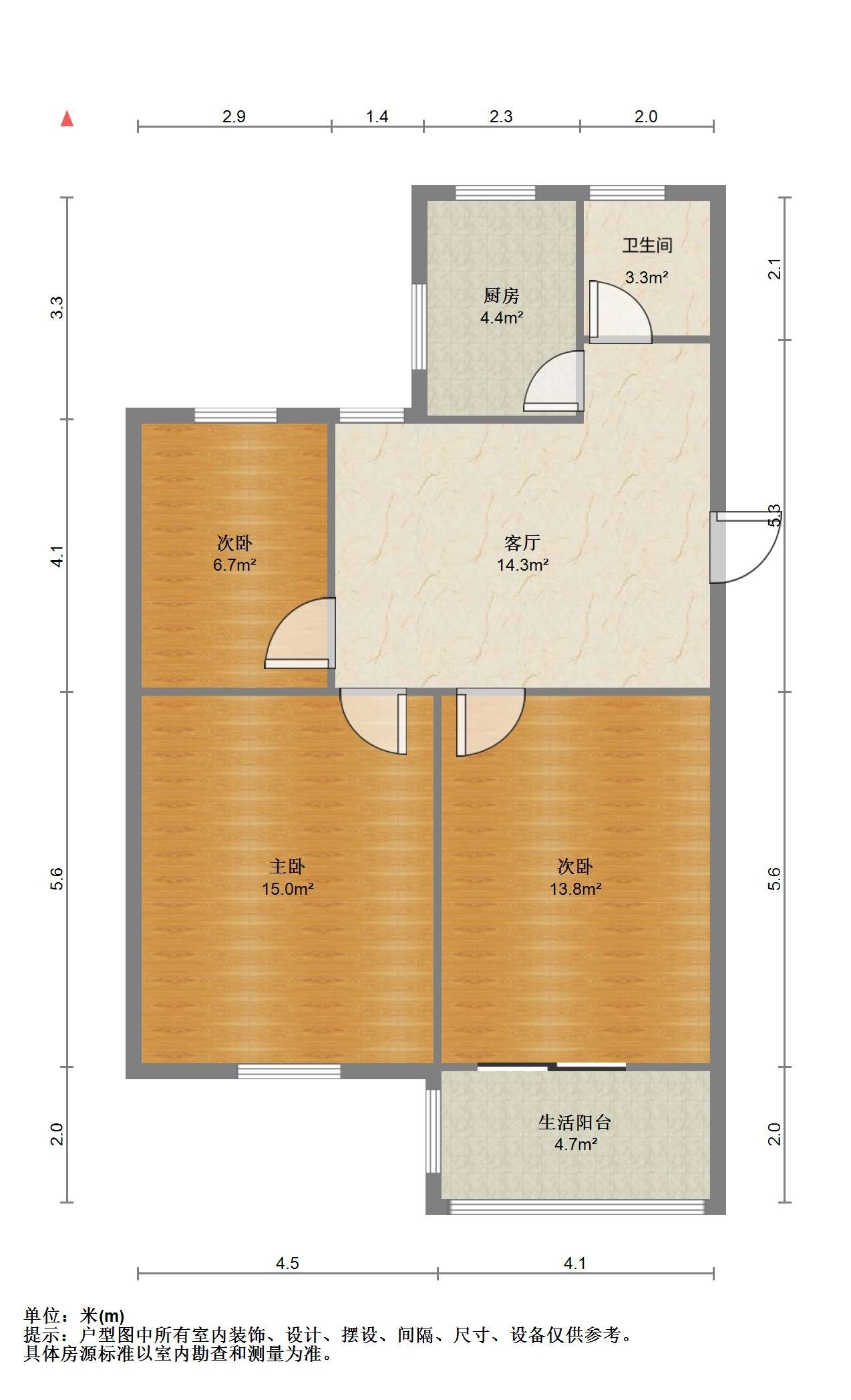 南园路18号大院 3室1厅1卫 78m&sup2;