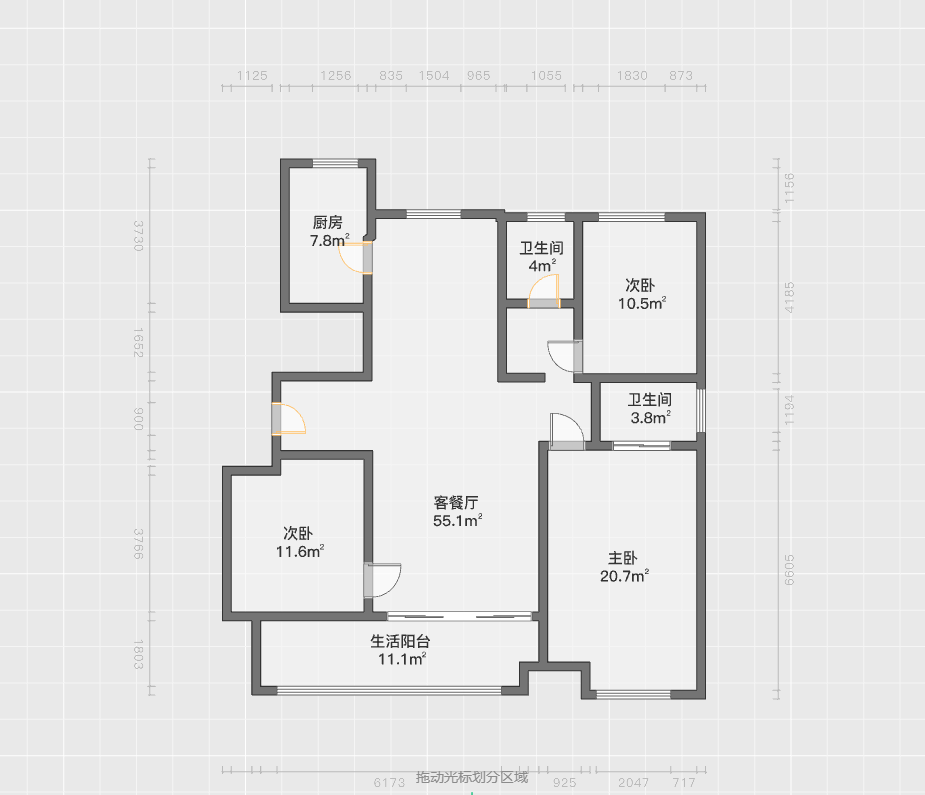 中南万科大都会 3室2厅2卫 130.00m&sup2;