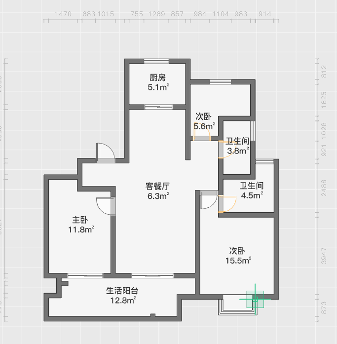 佳源都市 3室2厅2卫 114m&sup2;