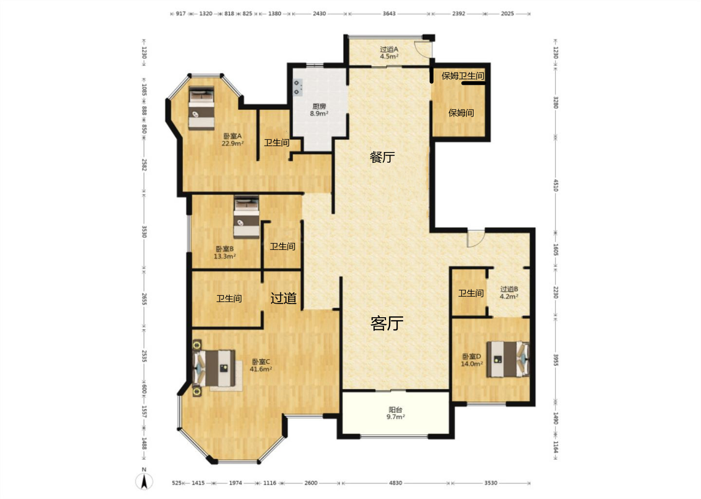 中南世纪花城三期 4室2厅5卫 275.08m&sup2;