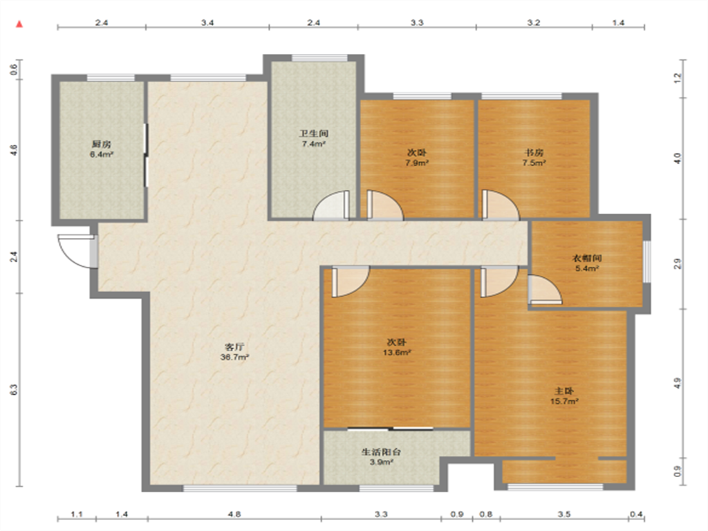 五洲御锦城 3室2厅1卫 130.79m&sup2;