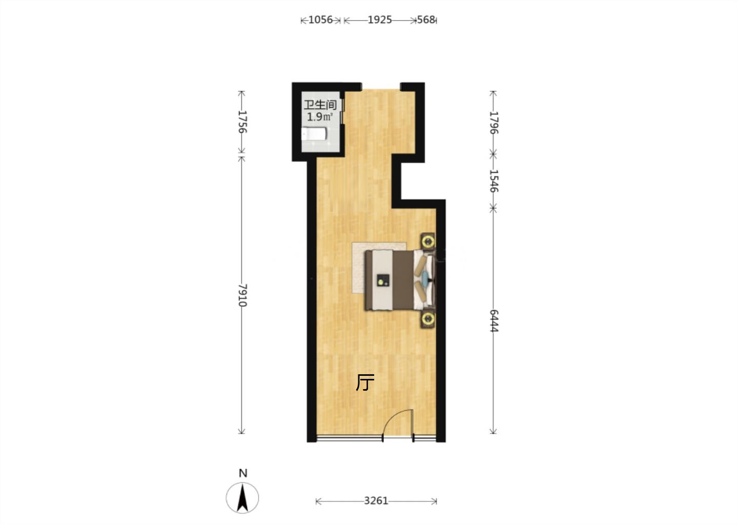 青年路新村 0室1厅1卫 26.96m&sup2;