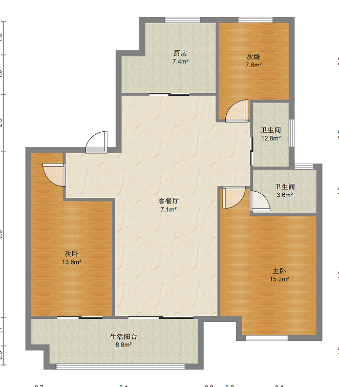 观澜台 3室2厅2卫 118m&sup2;