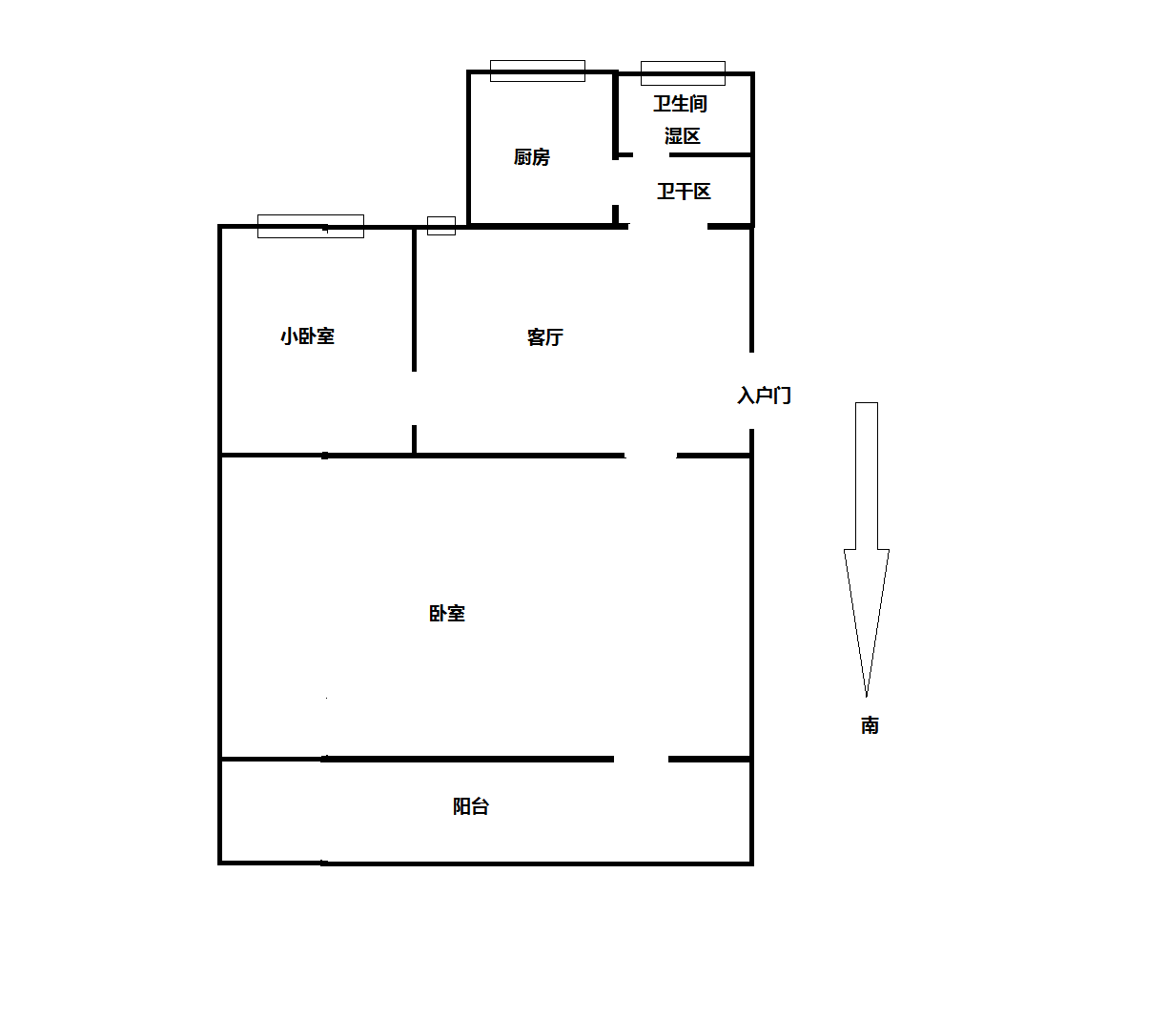 起凤园 2室1厅1卫 55.72m&sup2;