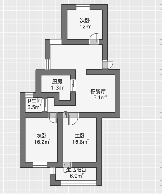 城东小区 3室2厅1卫 112m&sup2;