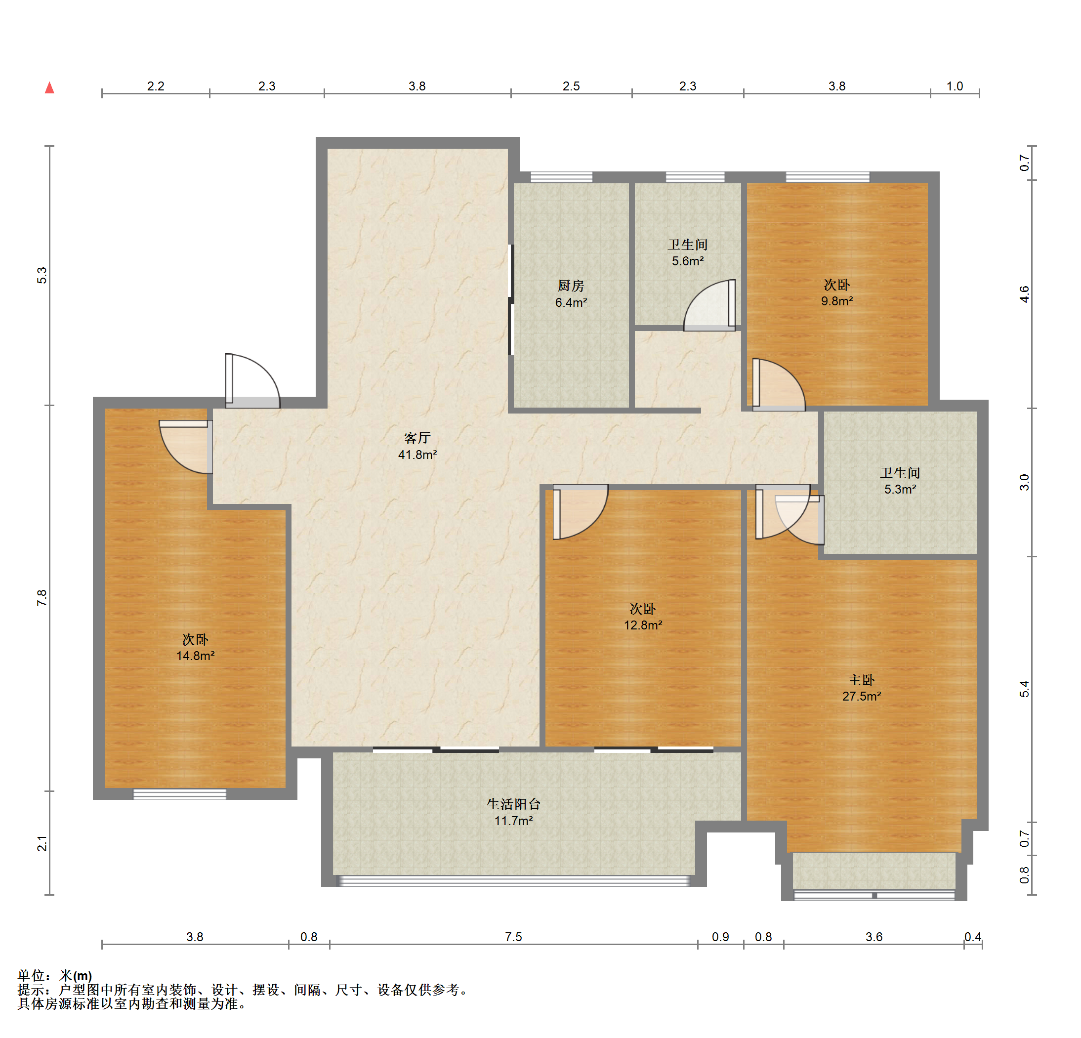 上悦城 4室2厅2卫 144m&sup2;