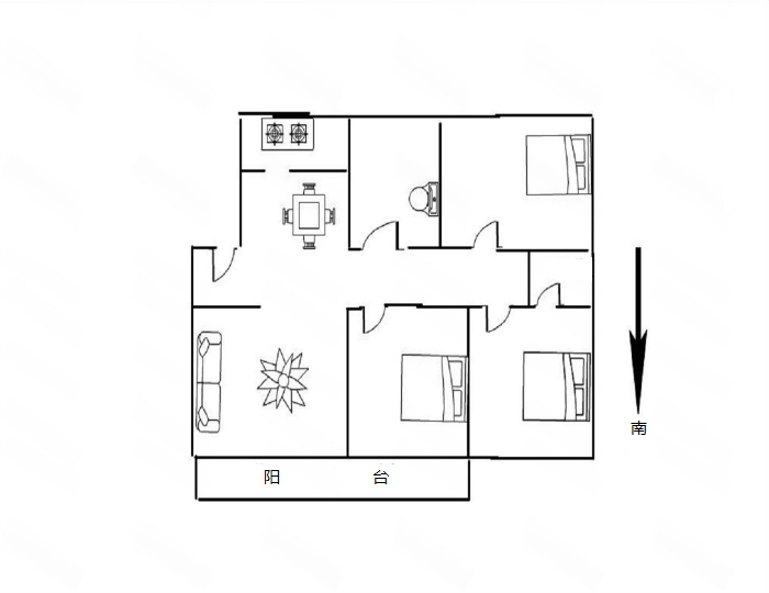 紫阳新城 3室2厅1卫 133.00m&sup2;