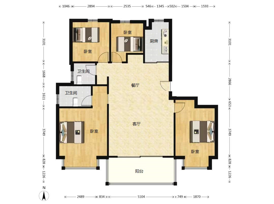 仁恒公园世纪 4室2厅2卫 134.75m&sup2;