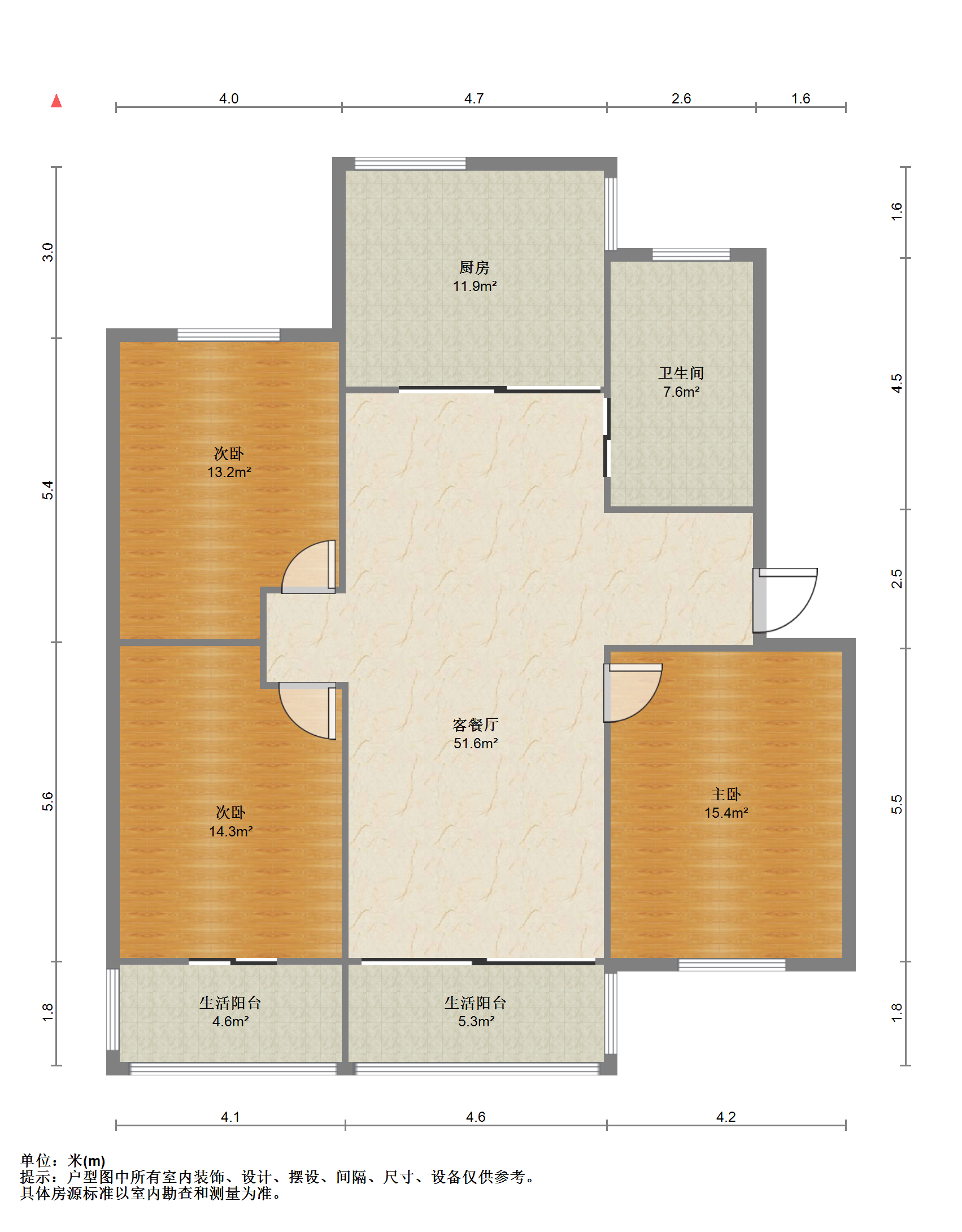 新海通花园 3室2厅1卫 121.92m&sup2;