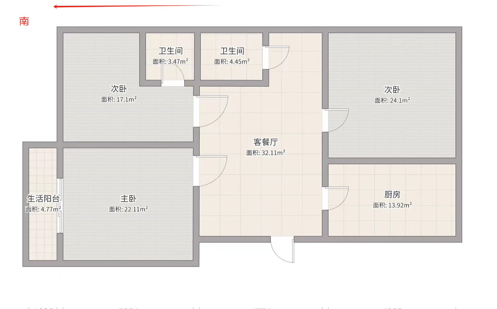 学田北苑 3室1厅2卫 100.00m&sup2;