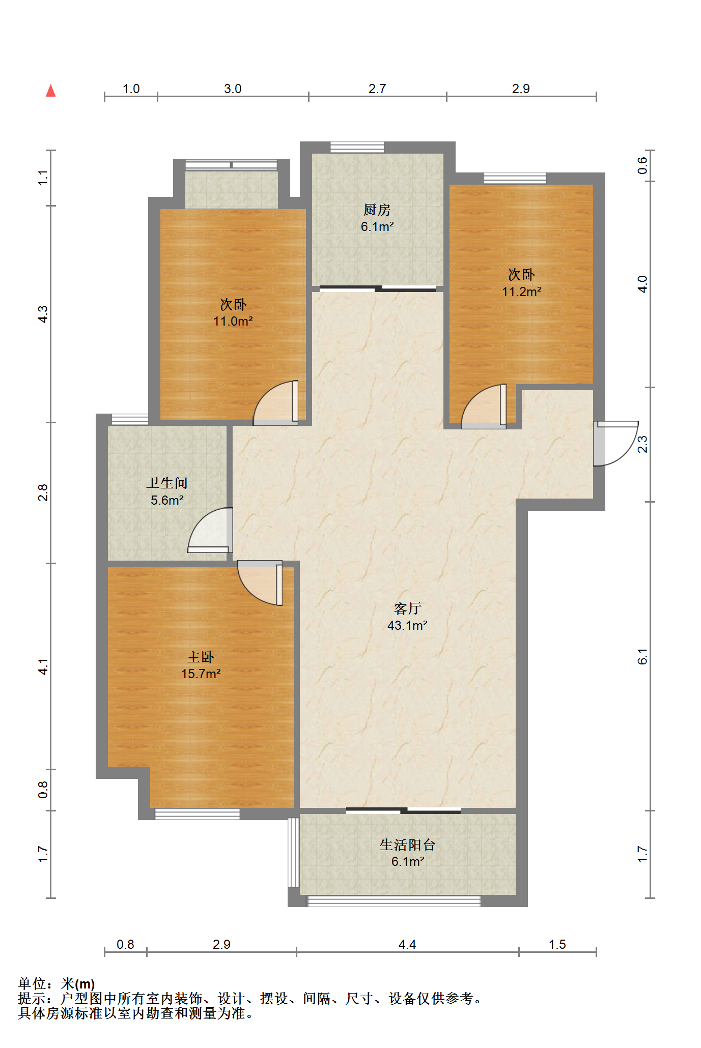 炜赋花苑 3室2厅1卫 128m&sup2;