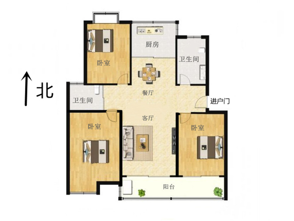 春晖花园 3室2厅2卫 133.97m&sup2;