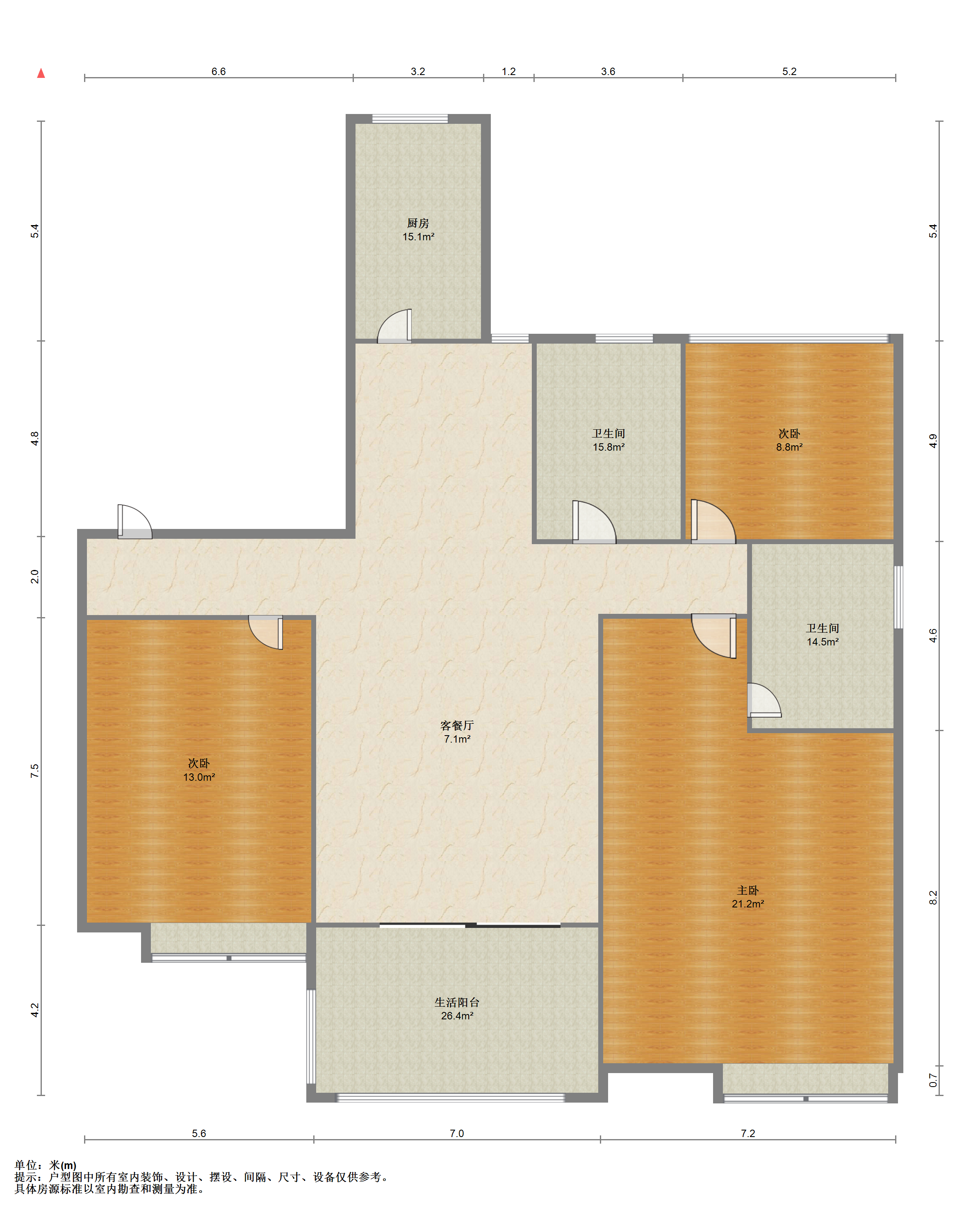 万科公园里二期 3室2厅2卫 120m&sup2;