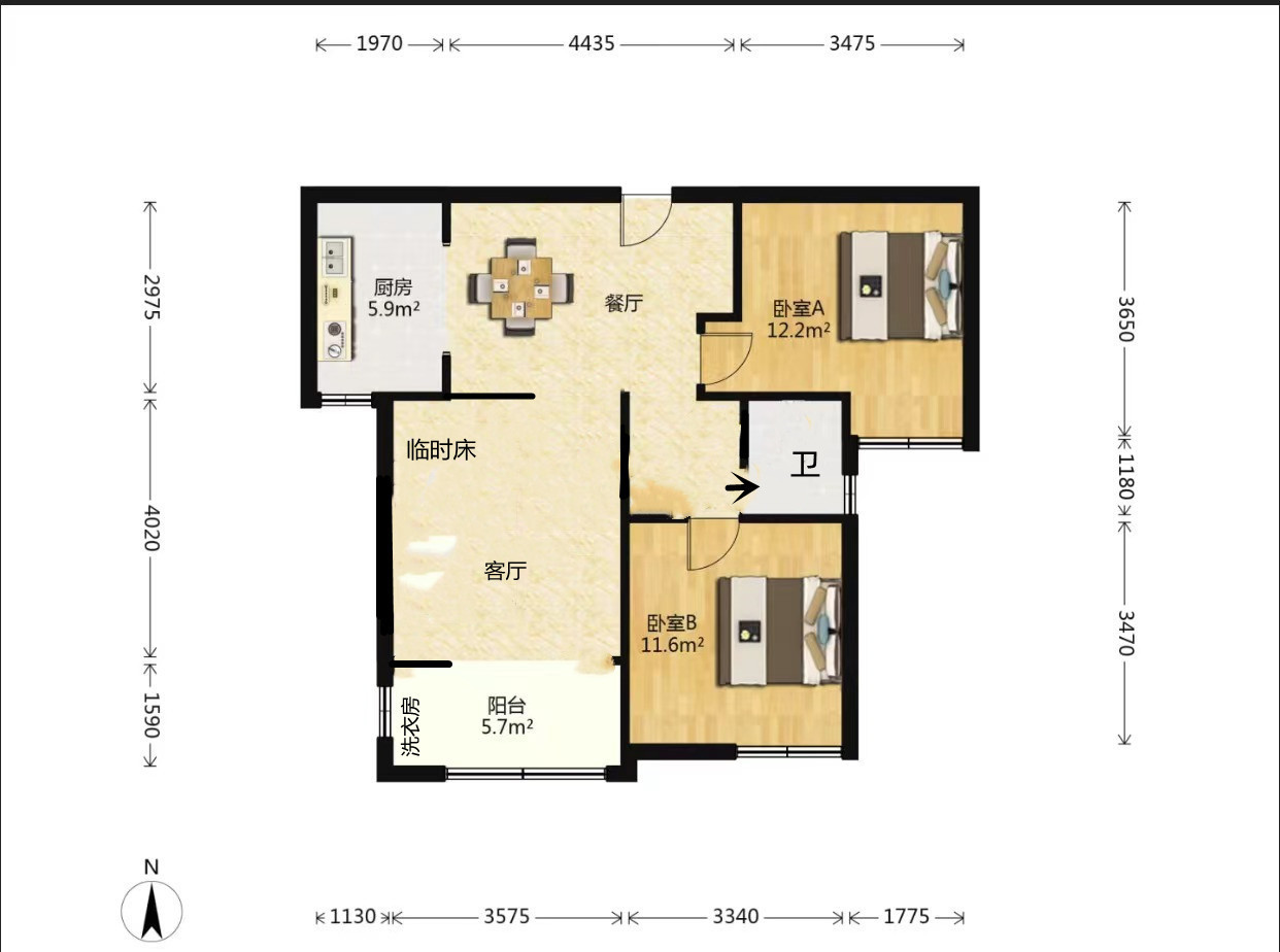 星光耀广场 2室2厅1卫 93m²