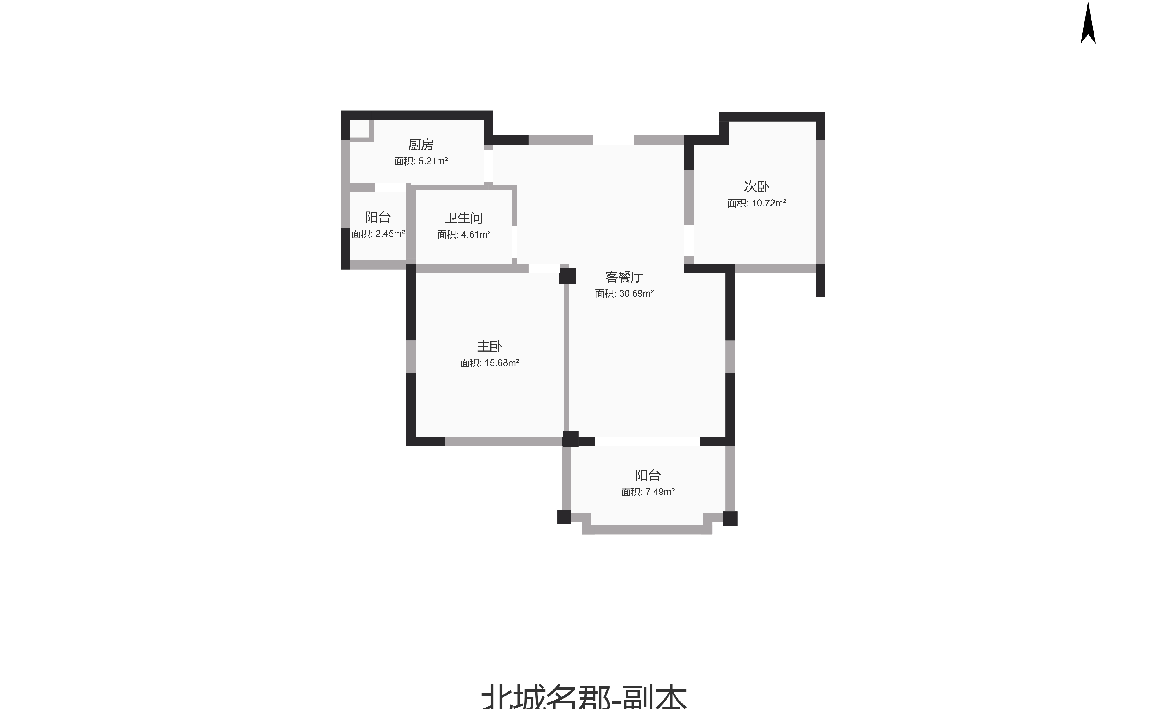 帝奥北城名郡 2室1厅1卫 90.35m&sup2;