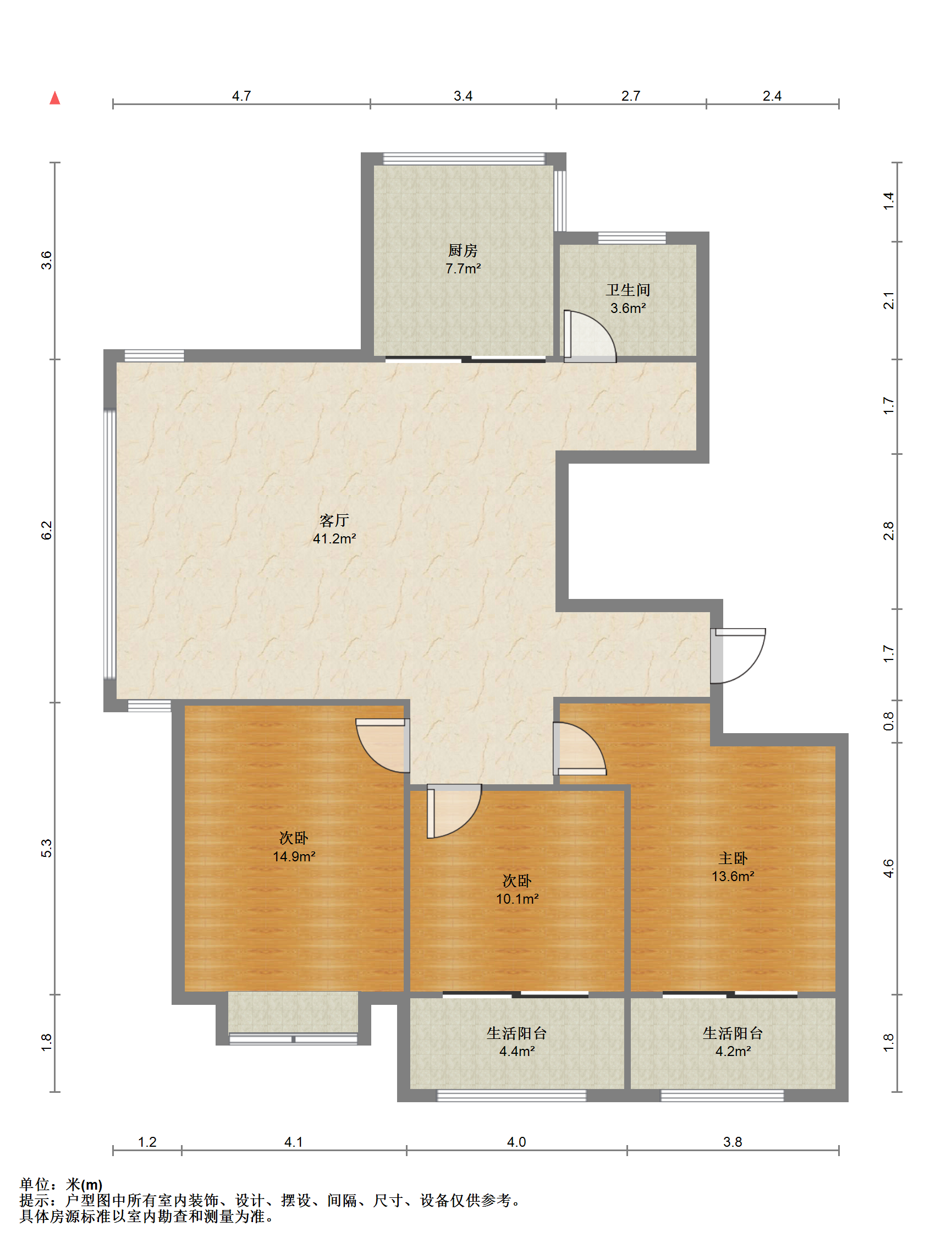 中天福邸 3室2厅1卫 129.00m&sup2;
