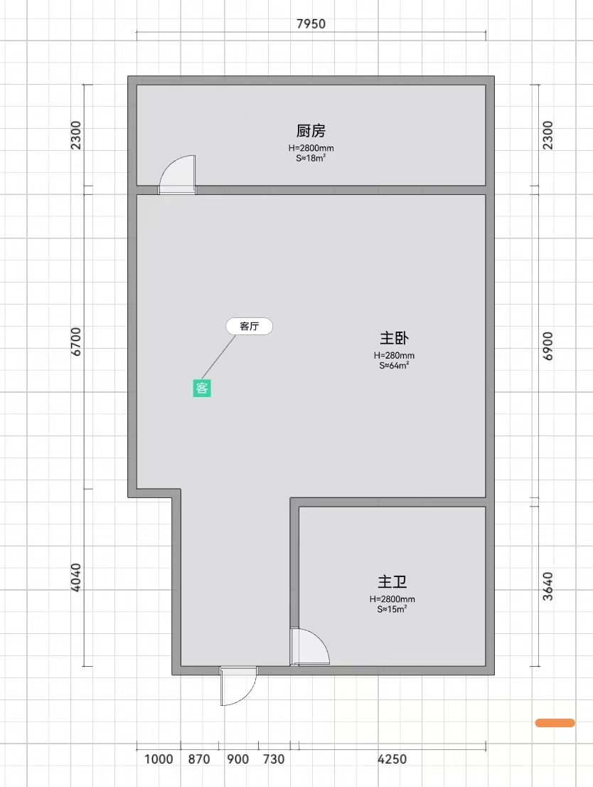 涌鑫八达通广场 1室1厅1卫 27.8m&sup2;