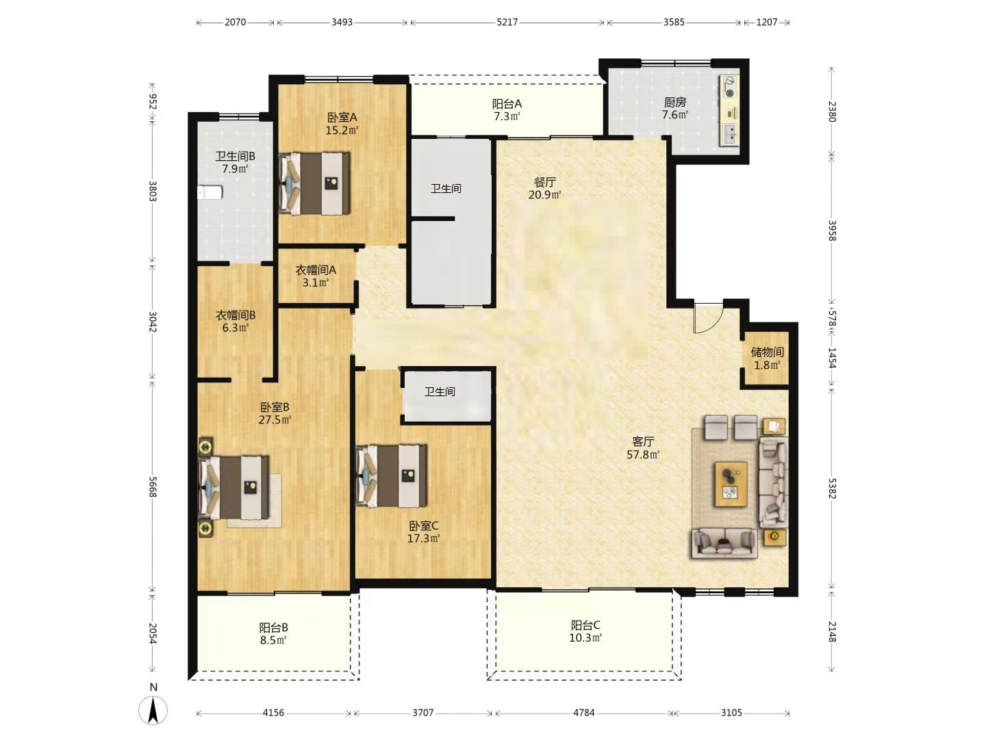 南通壹城水清木华 4室2厅2卫 233.00m&sup2;