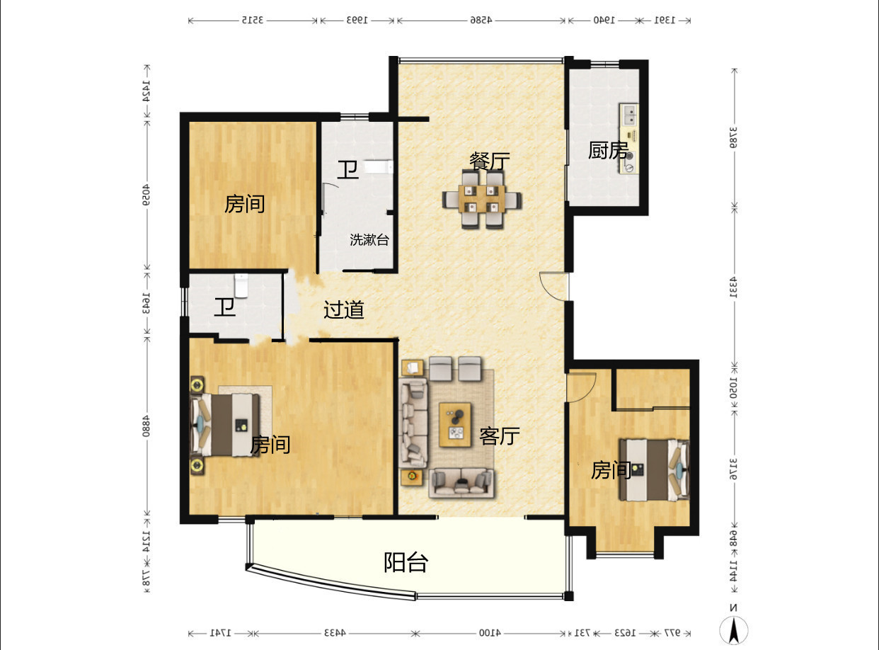 新城小区 3室2厅2卫 179.14m&sup2;