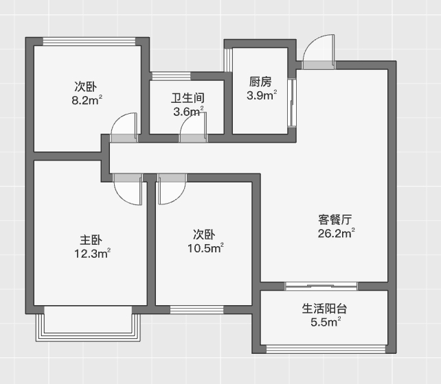 中南熙悦(南通经济技术开发区) 3室2厅1卫 89.6m&sup2;
