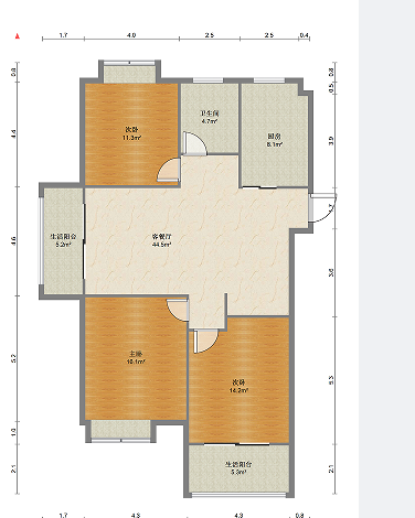 皇家花园北区 3室2厅2卫 119.16m&sup2;