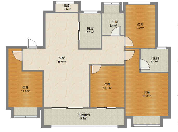 春风南岸东园 4室2厅2卫 122m&sup2;