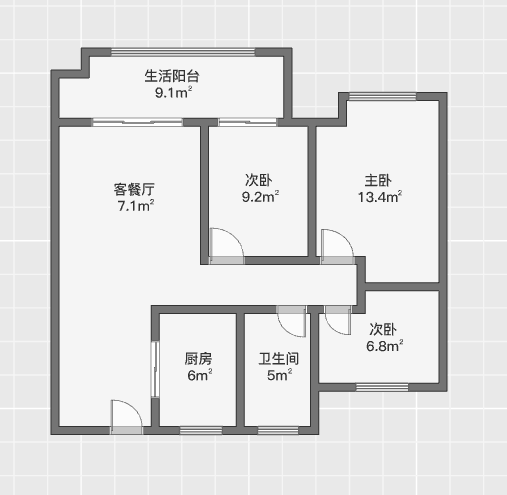 观澜台 3室2厅1卫 102m&sup2;