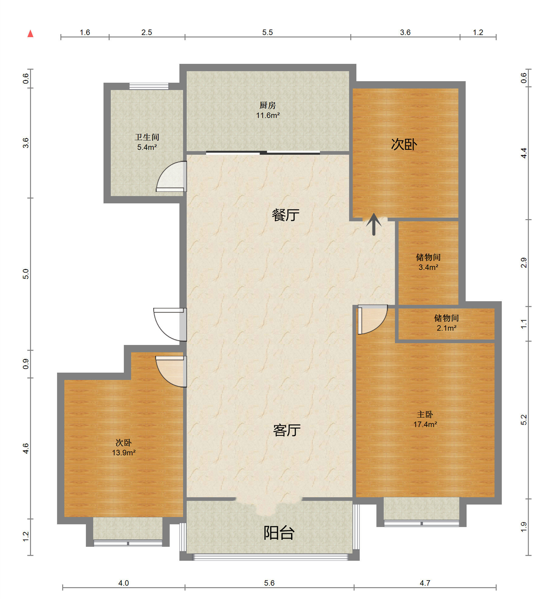 新城小区 3室2厅1卫 142.90m&sup2;