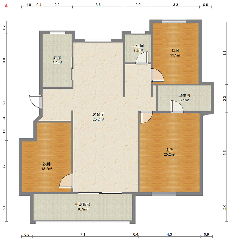 中南万科大都会 3室2厅2卫 137.00m&sup2;