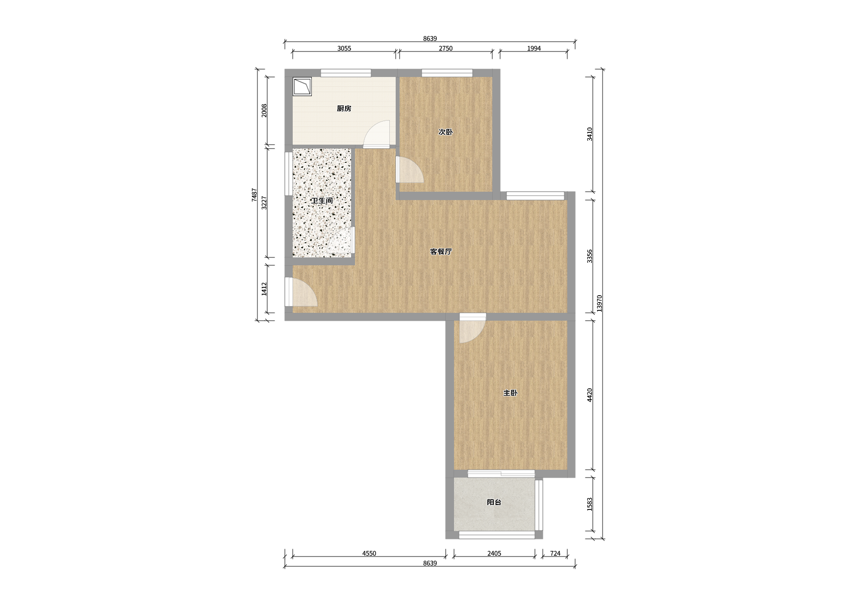 惠泽苑 2室1厅1卫 83m&sup2;