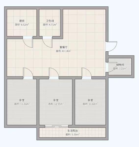 紫东花苑 3室2厅1卫 125.91m&sup2;