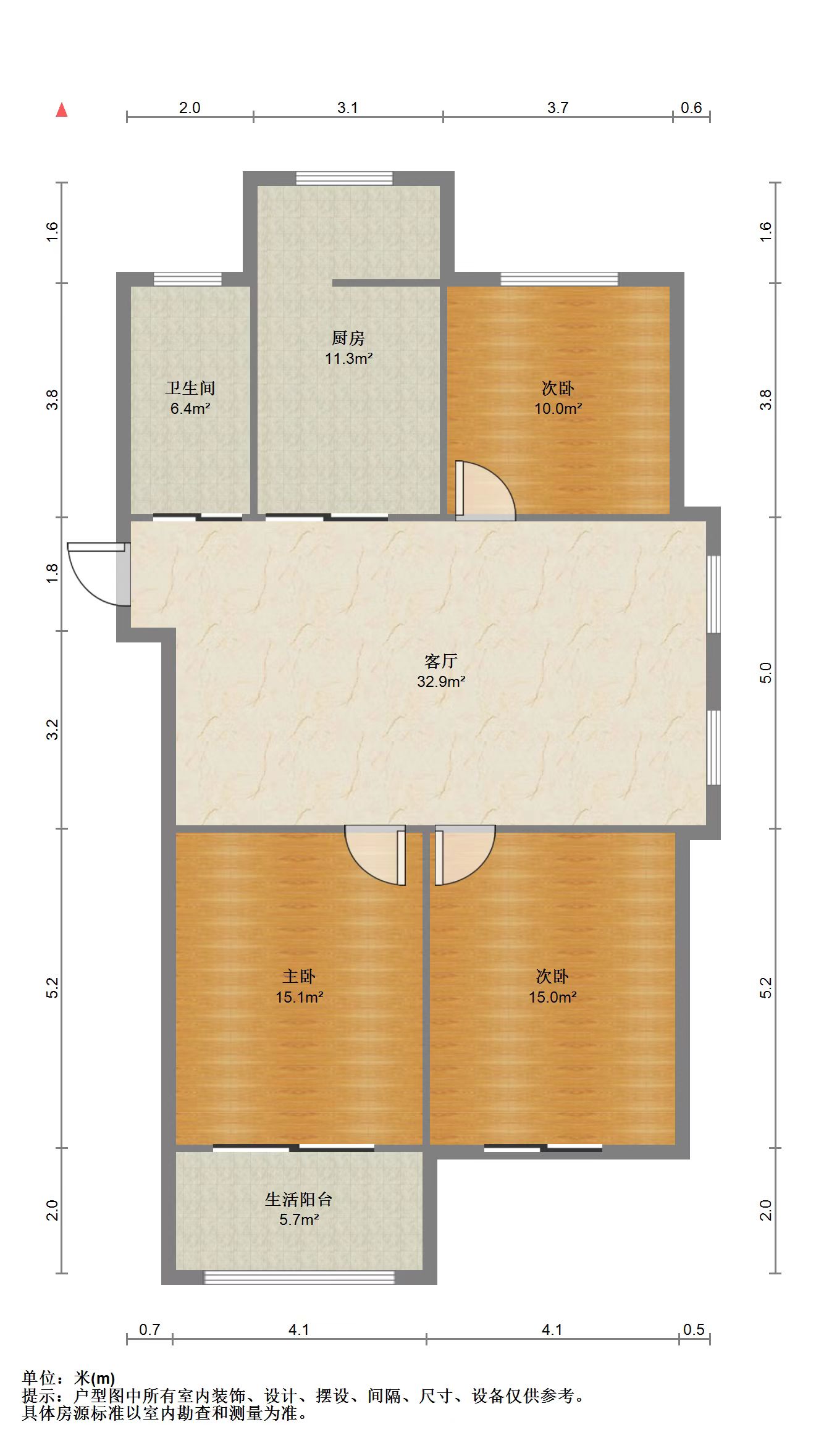 星月花园 3室2厅1卫 124.94m&sup2;
