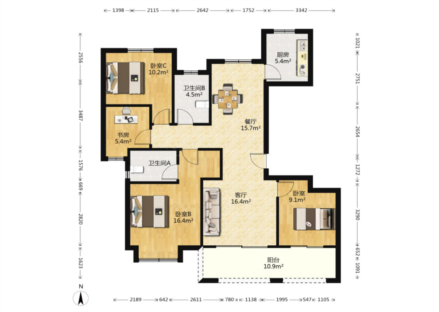 圆融玺悦 3室2厅2卫 131m&sup2;