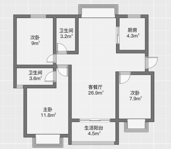 南通雅居乐花园 3室2厅2卫 127m&sup2;
