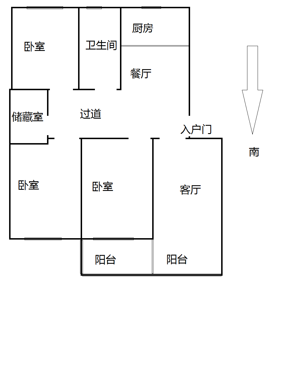 陈家小园西区 3室2厅1卫 119.58m&sup2;