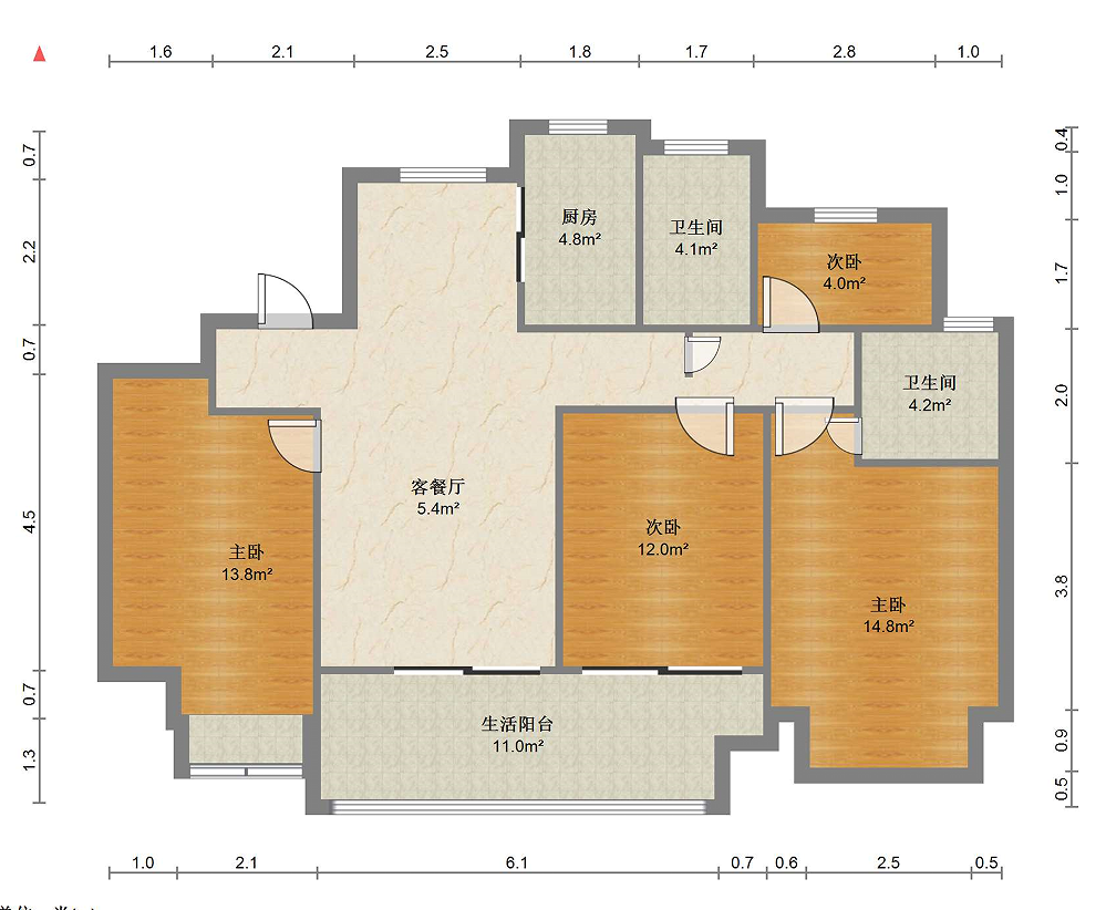 佳源都市 4室2厅2卫 126.85m&sup2;