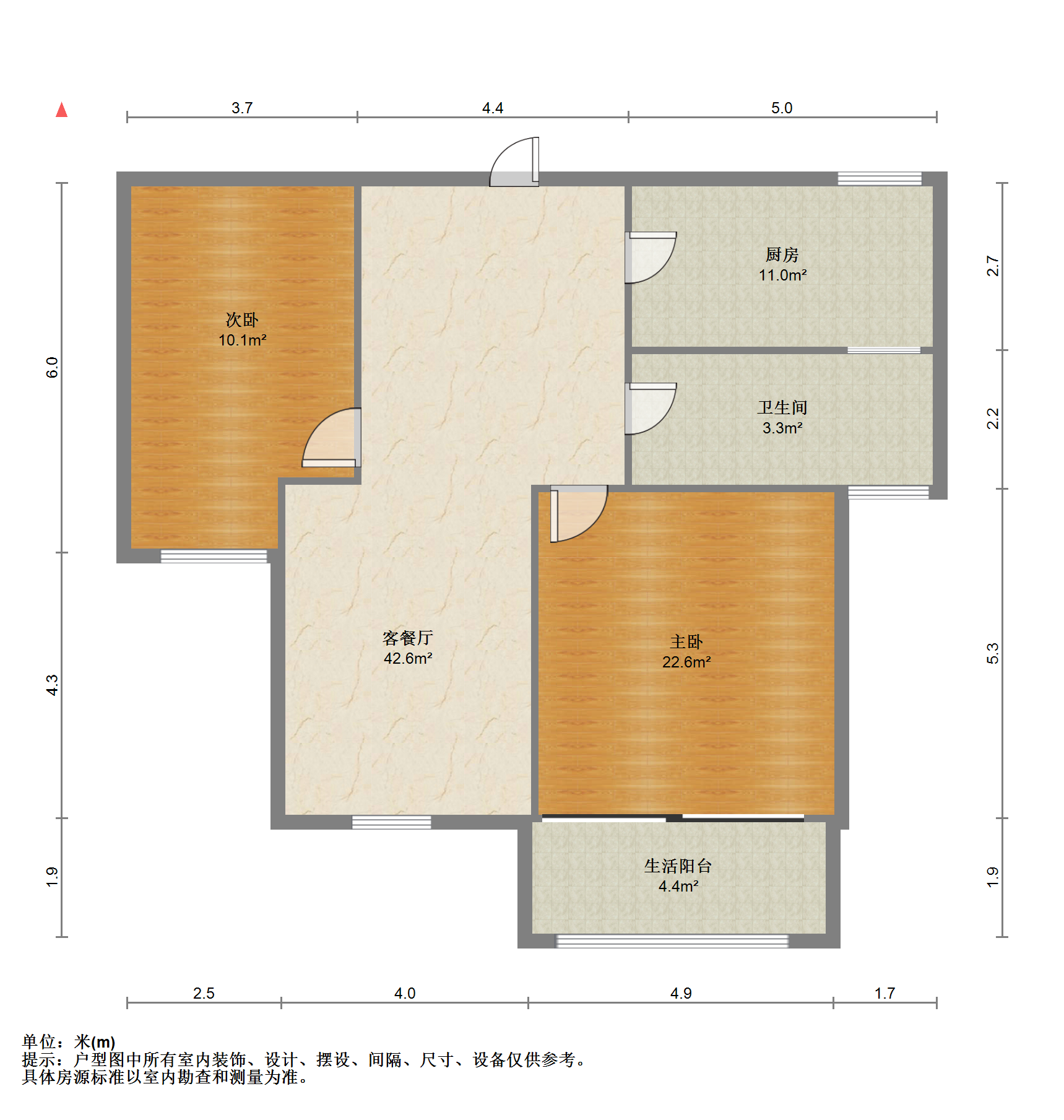 融悦华庭 2室2厅1卫 86m&sup2;