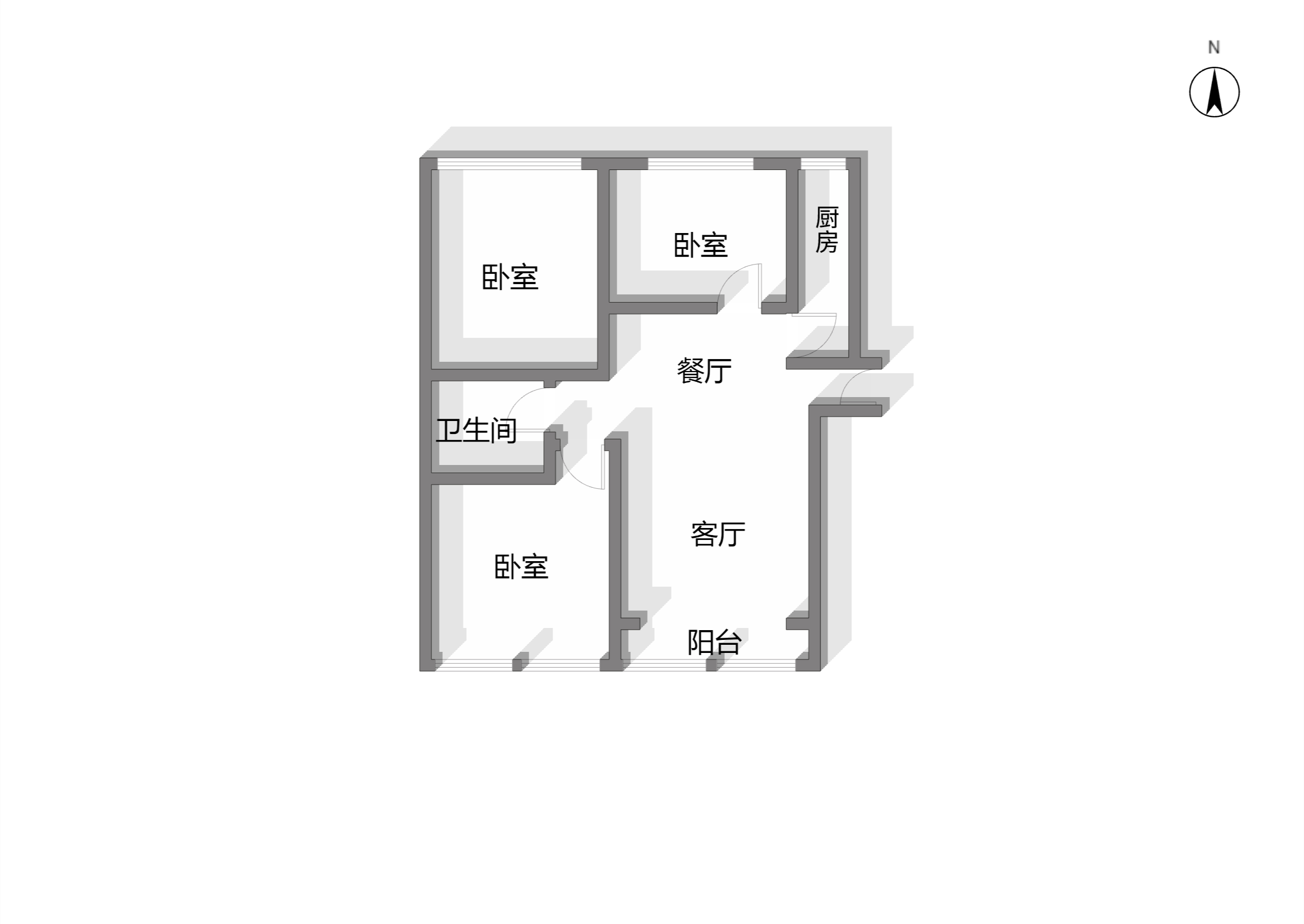 中南世纪城北区 3室2厅1卫 117.00m&sup2;