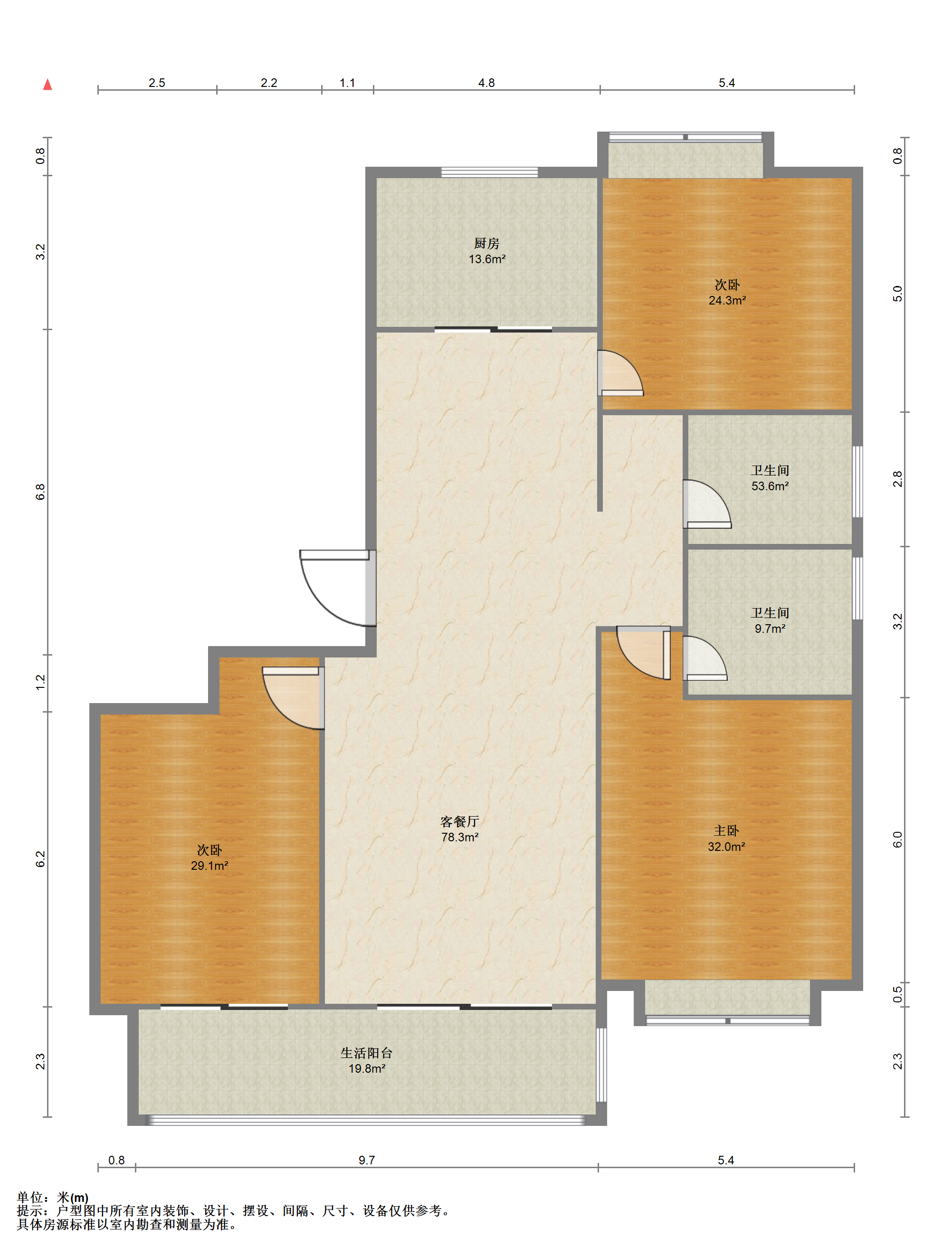 阳光悦城 2室2厅2卫 119.00m&sup2;