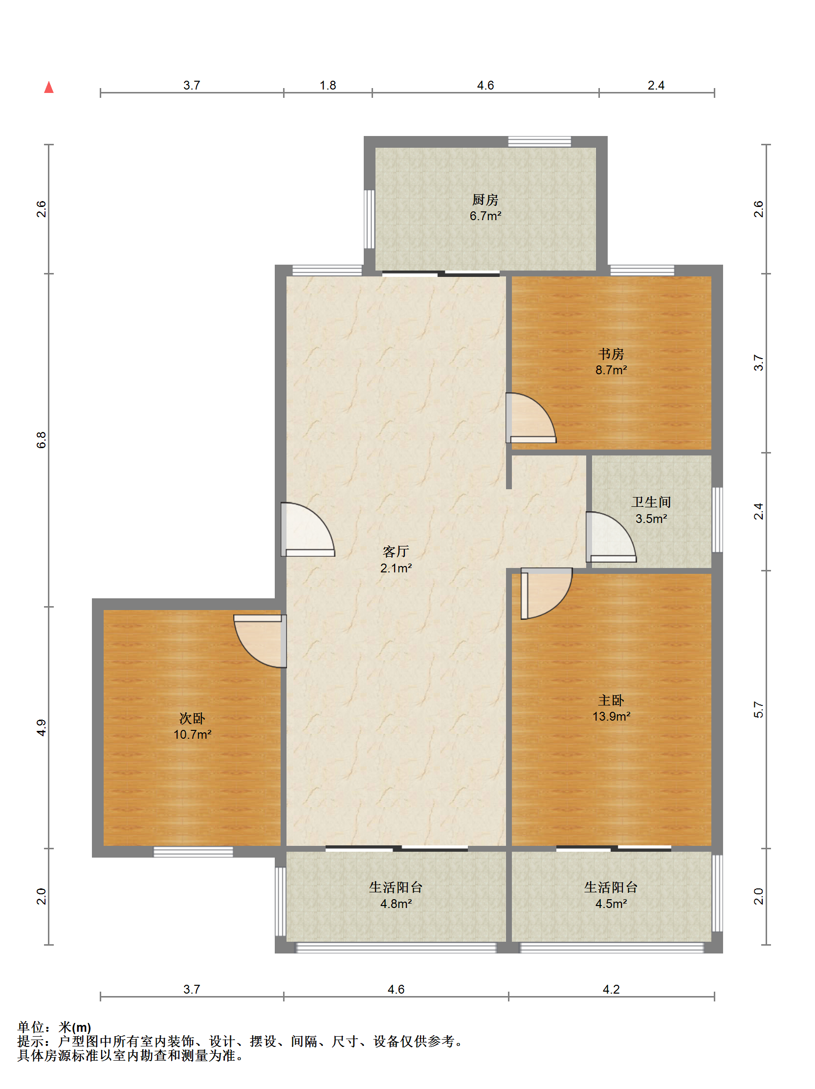 富贵园 3室2厅1卫 120m²