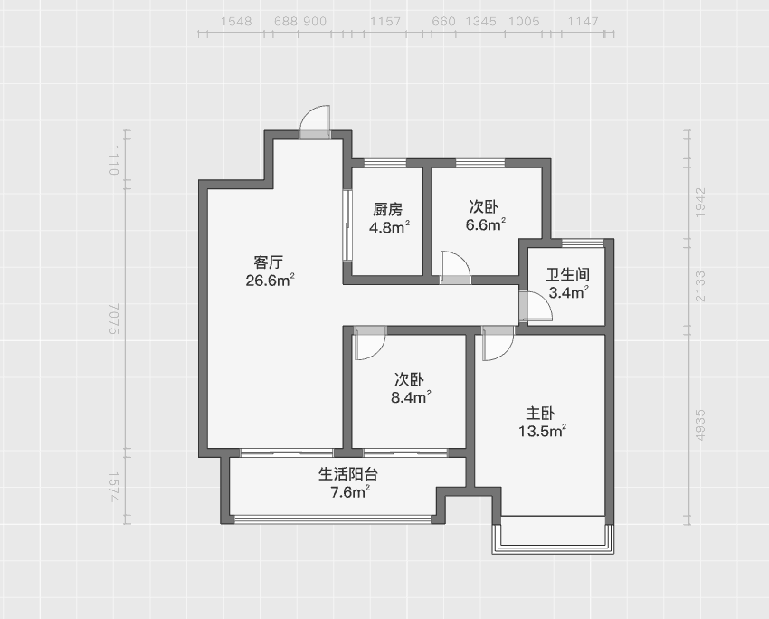 万科时代之光 3室2厅1卫 93m&sup2;
