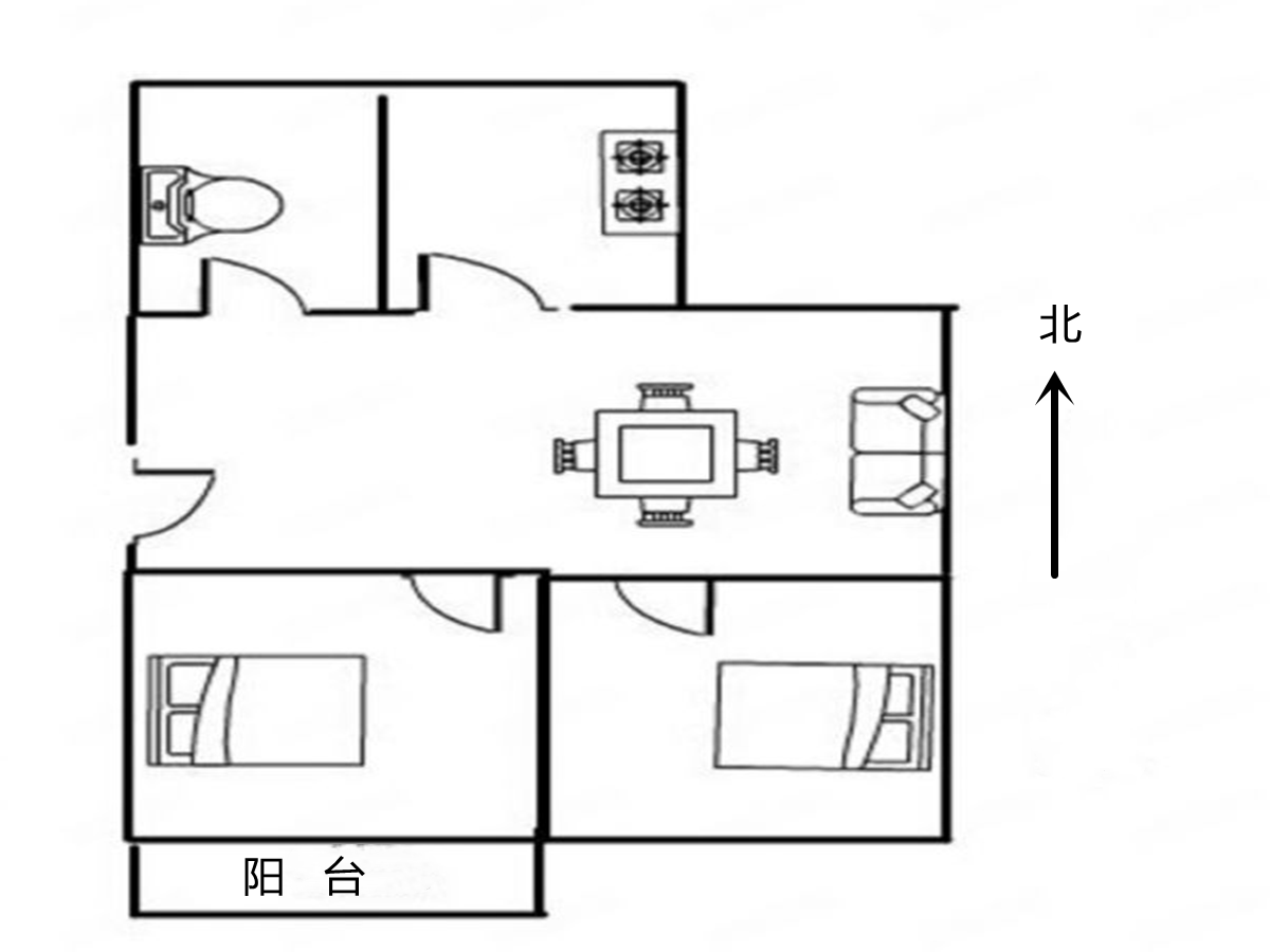 晨苑 2室1厅1卫 75m&sup2;