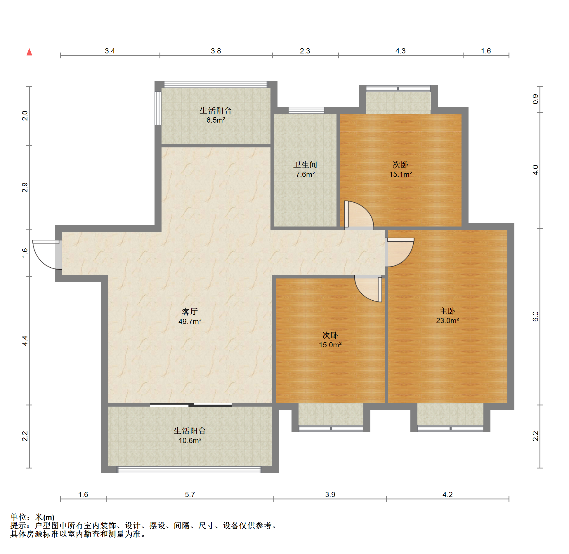 弘阳上城 3室2厅1卫 116m&sup2;