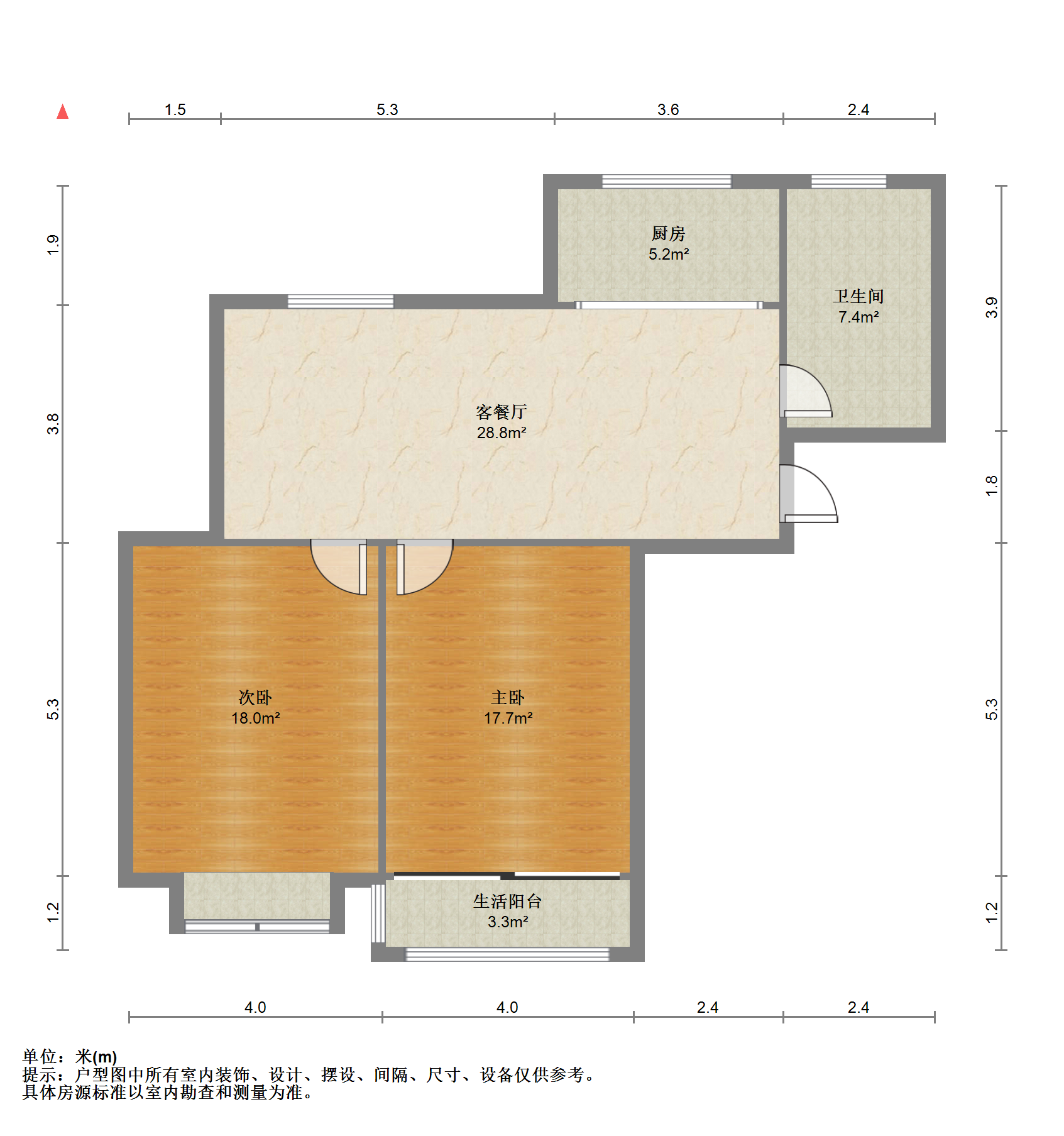 惠泽苑 2室2厅1卫 90.00m&sup2;
