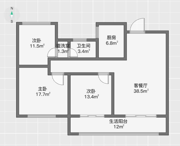 春风南岸东园 3室2厅1卫 96.00m&sup2;