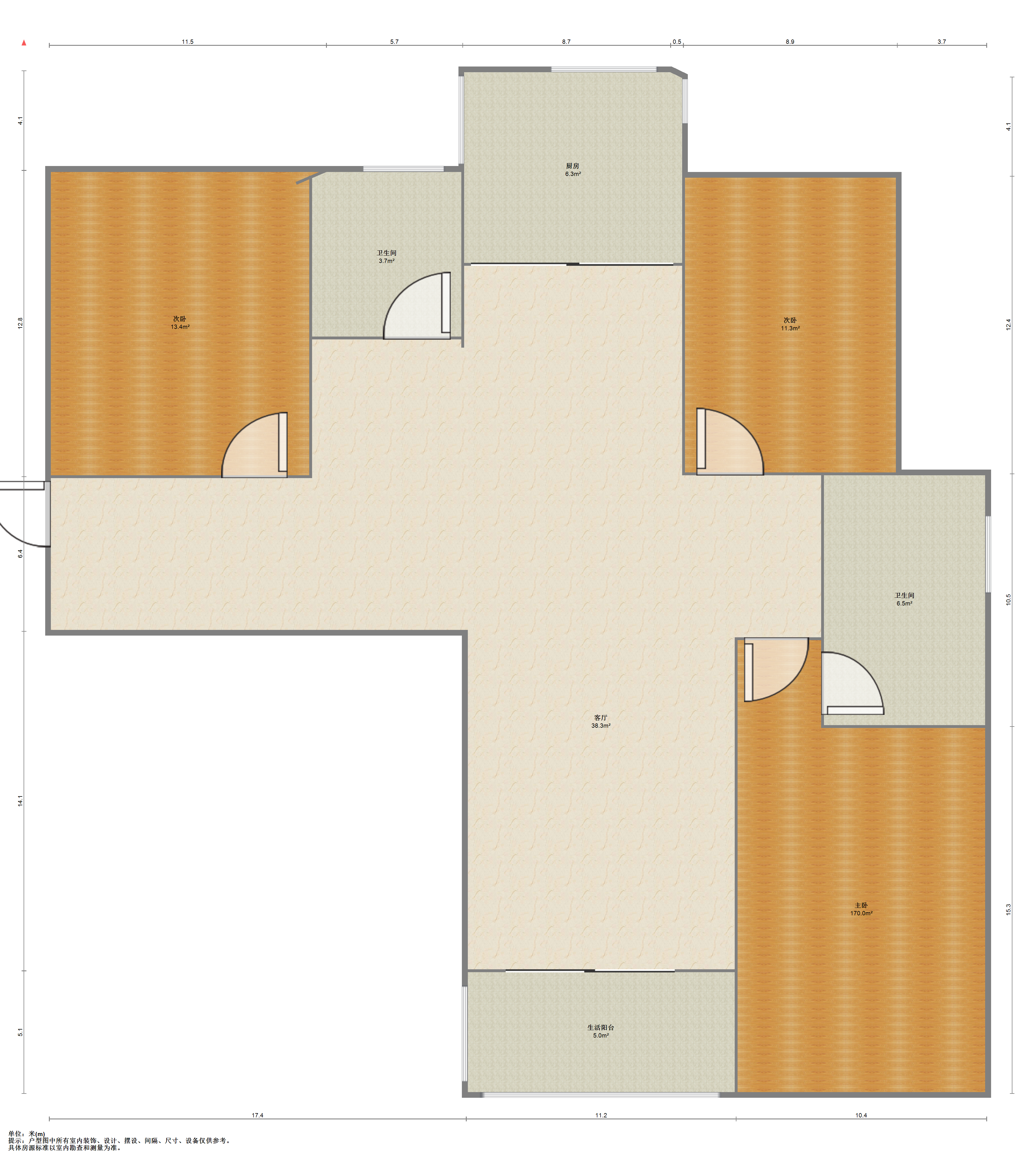 三里墩花苑 3室2厅2卫 137m&sup2;