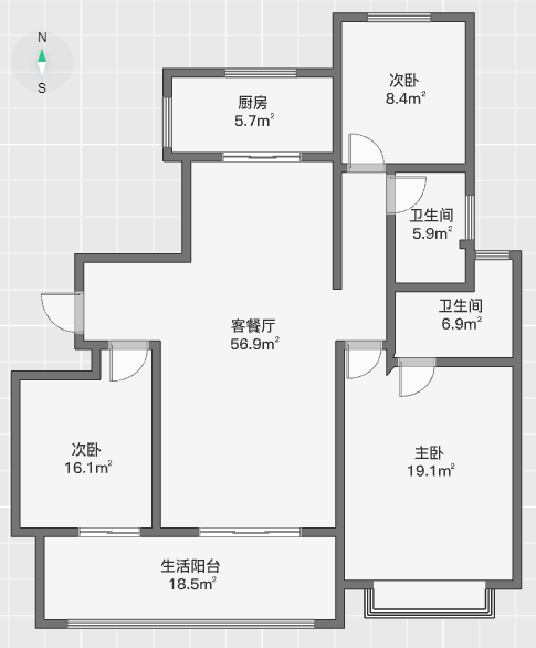中海上东区 3室2厅2卫 125m&sup2;