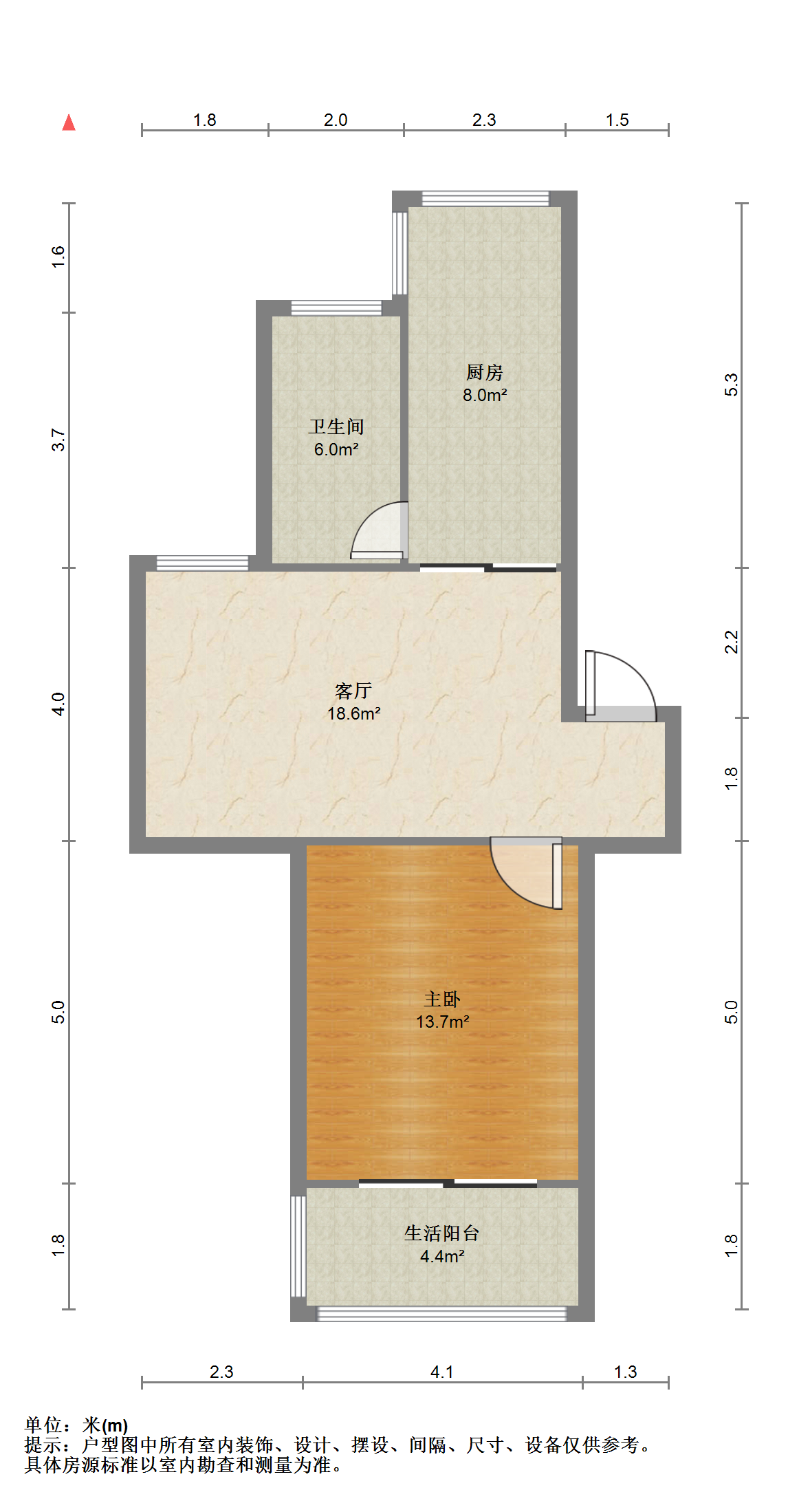外滩北苑 1室1厅1卫 54m&sup2;