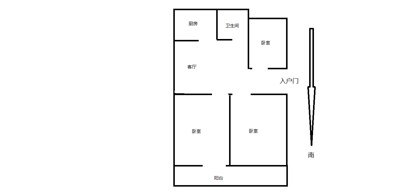解放新村 3室1厅1卫 90m&sup2;