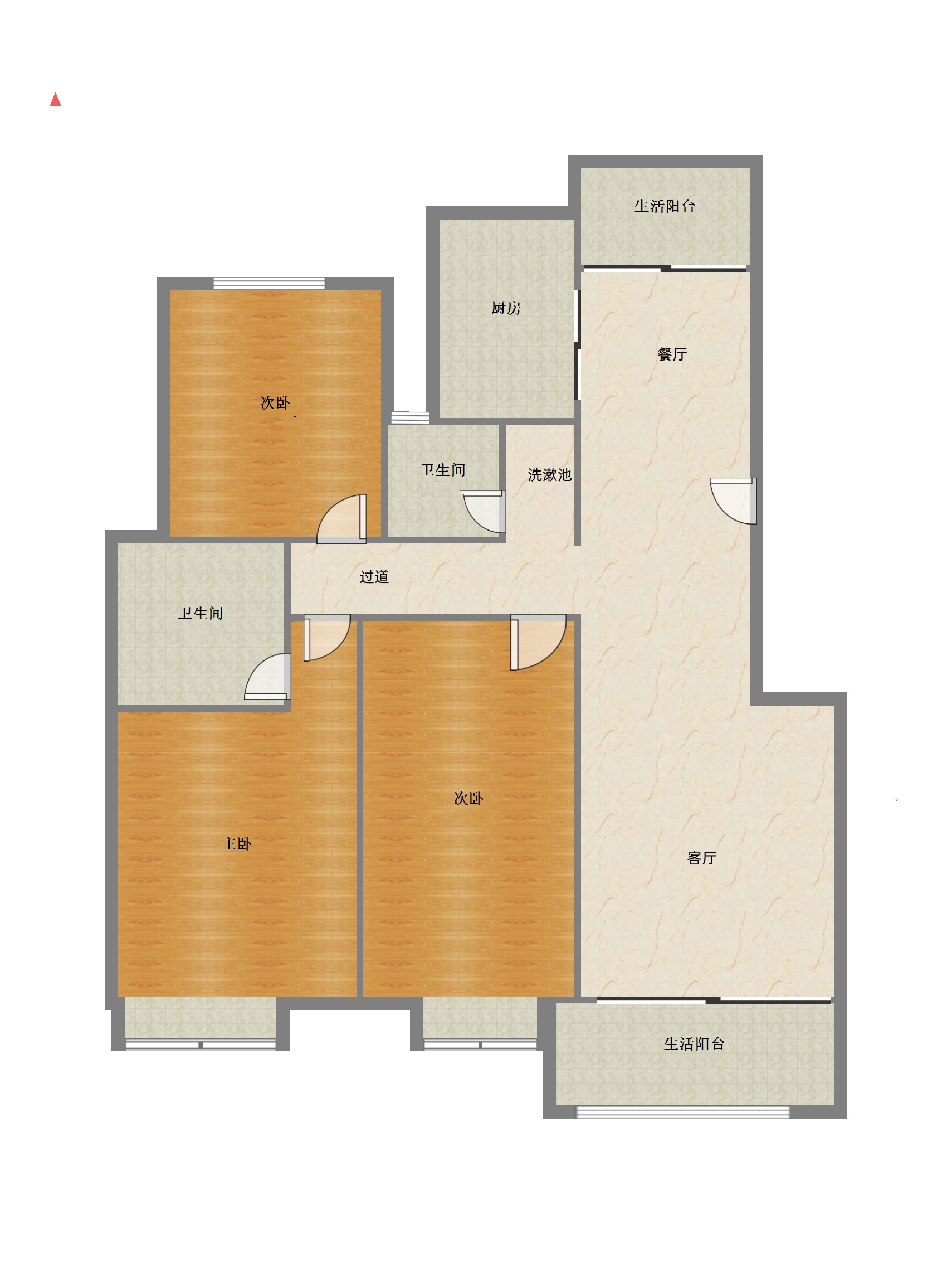 优山美地花园北区 3室2厅2卫 143.00m&sup2;